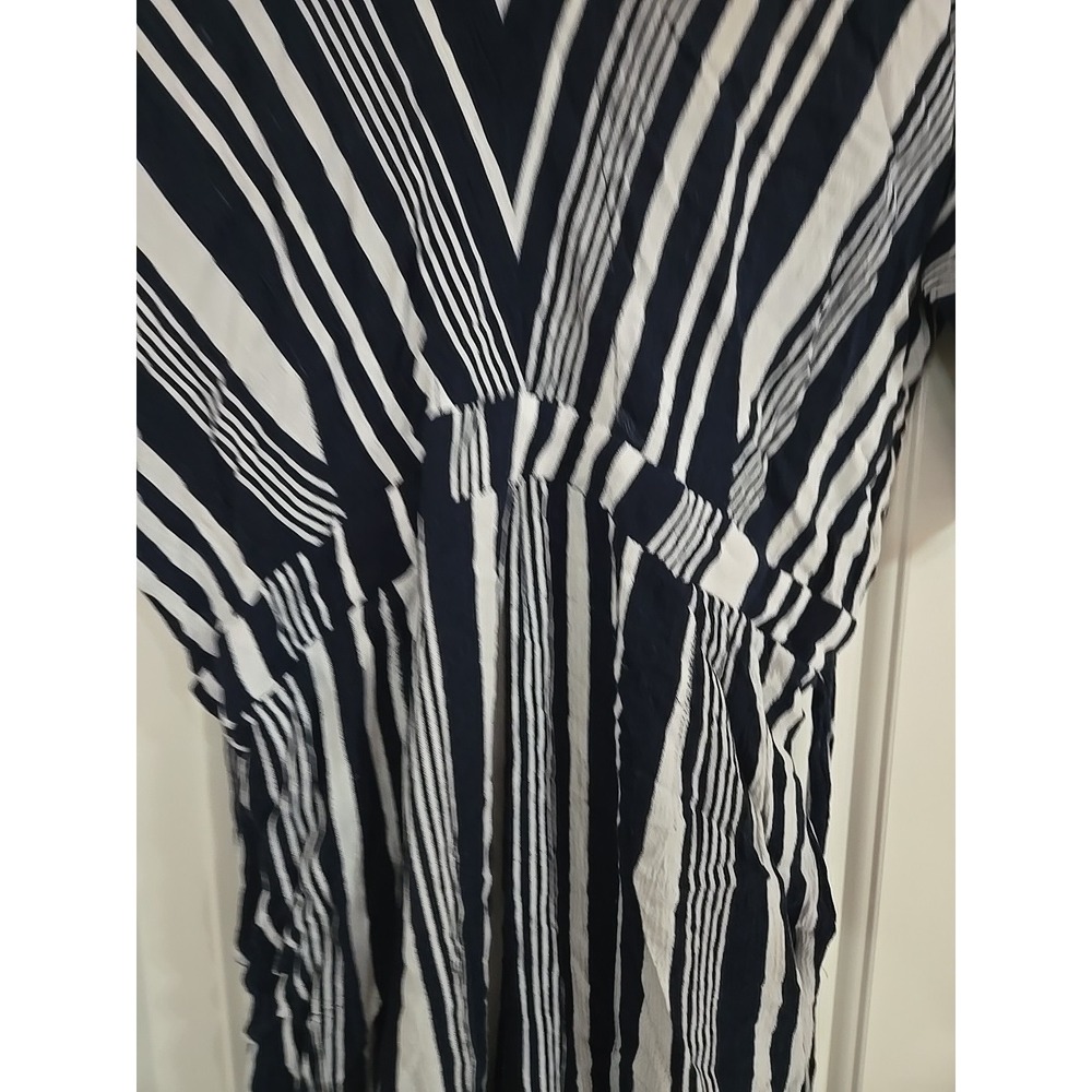 NY&Co Blue White Striped Off The Shoulder Jumpsuit Medium Wide Leg Summer - Picture 12 of 14